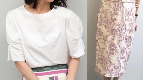 吉高由里子『わたし定時で帰ります』第10話着用白いトップスとピンクの花柄スカート