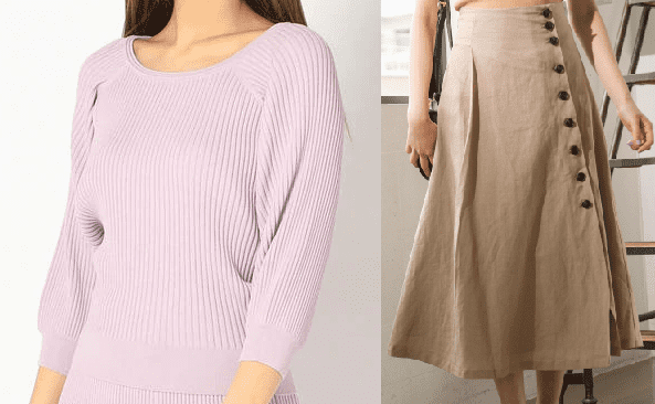 吉高由里子『わたし定時で帰ります』第10話着用ラベンダー色のトップスとベージュのスカート
