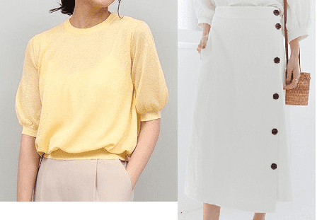 吉高由里子『わたし定時で帰ります』第7話着用黄色いトップスと白いスカート