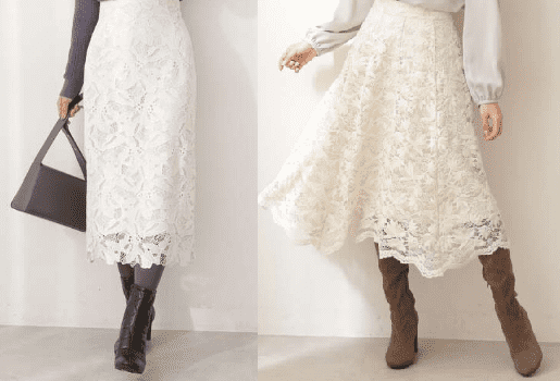 梨央風白いレーススカート